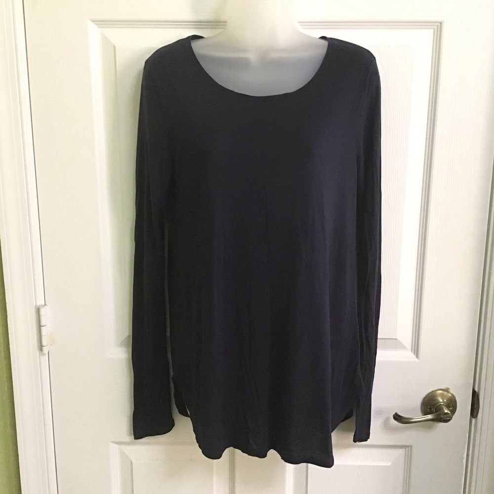 Mossimo Women’s Navy Blue Long Sleeve Shirt Top Boho Travel Casual Fun Sz Small
